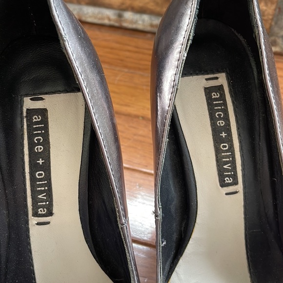 Alice + Olivia High Heel Metallic Sunglasses 39.5 US 9.5 Shoes - Picture 8 of 13